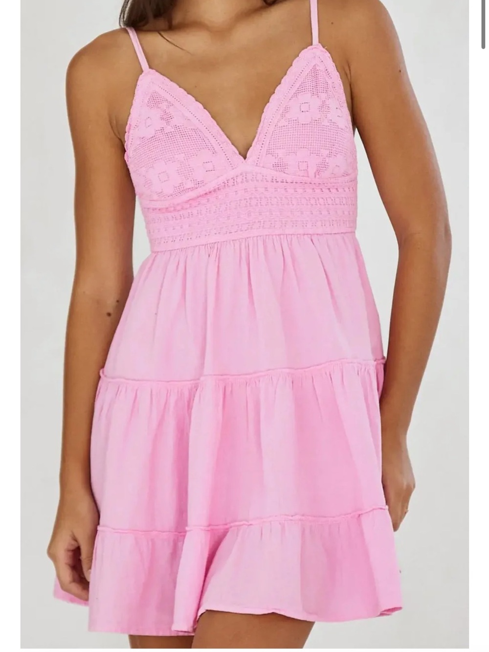 Blanco by Nature Pink Crochet Dress